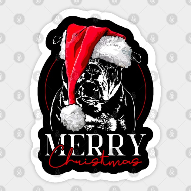 Santa Olde English Bulldog Merry Christmas dog Sticker by wilsigns